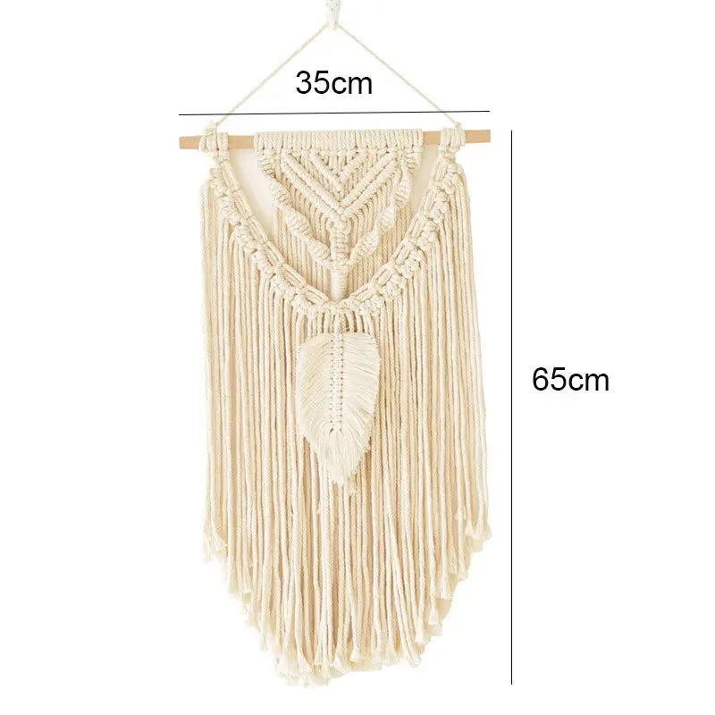 Macrame Boho Wall Hanging Wall Background Living Room Home Decoration Hand-woven Cotton Nordic Art Tassel Tapestry Ornaments