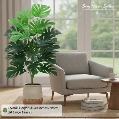 Large 1 Meter Fake Monstera Tree 24 Leaves, Tall Artificial Plant for Indoor Outdoor Garden Wedding Decor