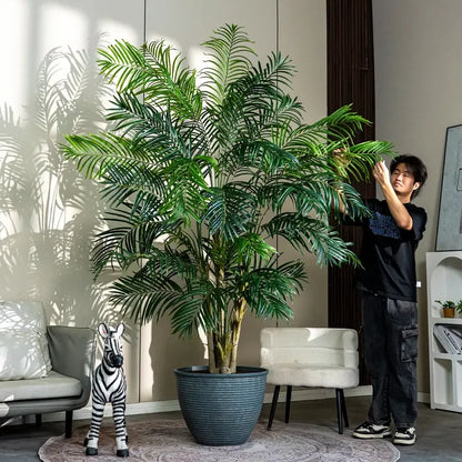 Artificial Lady Palm Bamboo Palm Tree Artificial Plant Taro Tree Green Plant with Pot for Outdoor Indoor Decoration