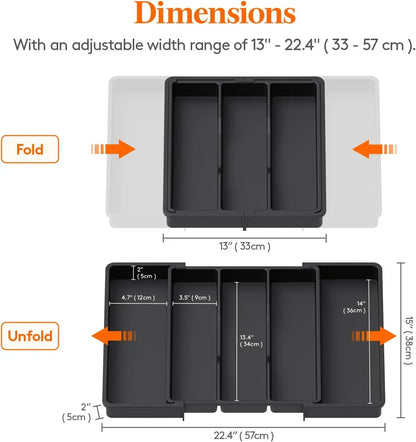 Kitchen Silverware Drawer Organizer Expandable Utensil Tray Adjustable for Spoons Forks Knives Flatware and Cutlery Organizer