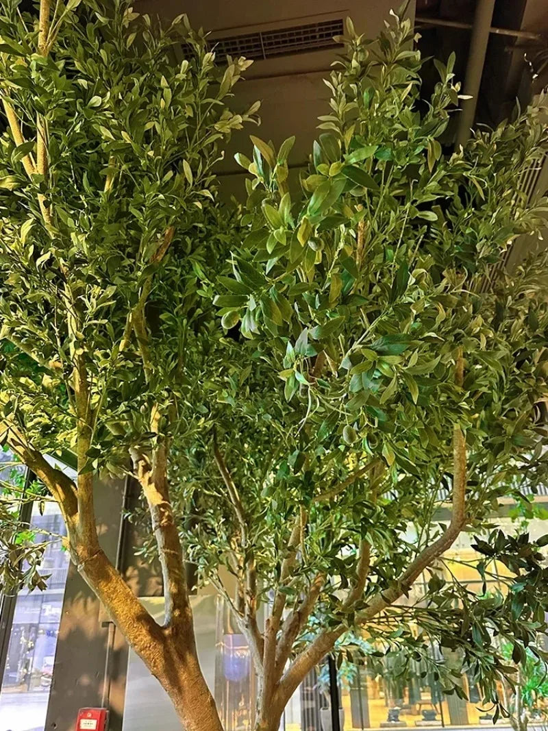 Artificial olive tree, large floor-to-ceiling bionic green plant, indoor and outdoor landscape decoration，Without a planter