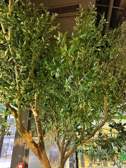 Artificial olive tree, large floor-to-ceiling bionic green plant, indoor and outdoor landscape decoration，Without a planter