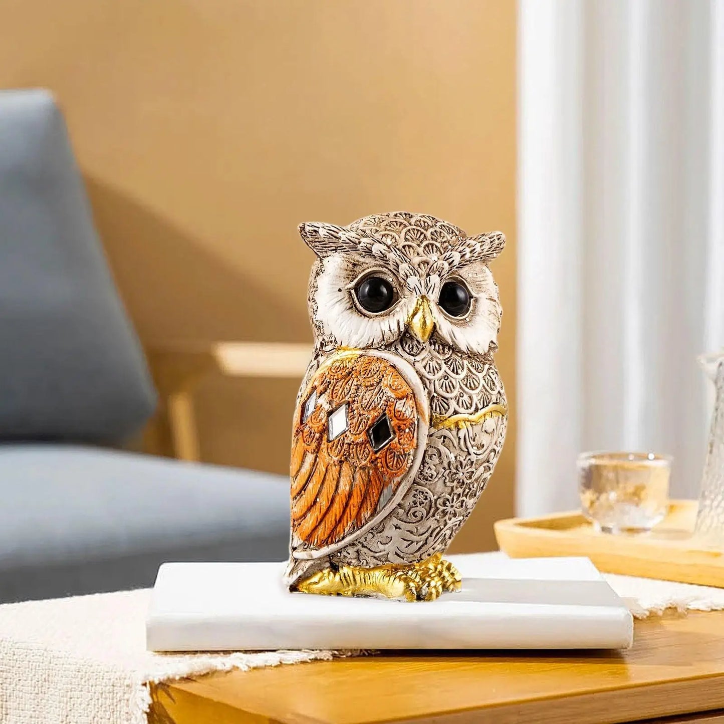 Owl Statue Compact Shelf Decor Bookshelf Table Desk Office Modern Cute Versatile Sculpture Gift for Owl Lovers Decoration