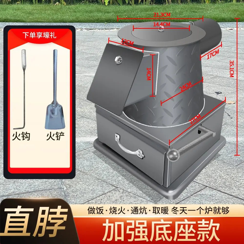 Gas stove indoor heating firewood and coal dual-purpose ultra-thick steel plate household cooking old-fashioned oven