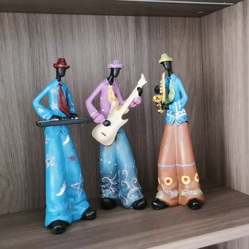 Cute Cartoon Retro Bookshelf Band Characters Figurines - Home Decorative Toys Creative Fashionable Living Room Decor Gifts