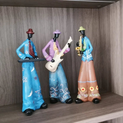 Cute Cartoon Retro Bookshelf Band Characters Figurines - Home Decorative Toys Creative Fashionable Living Room Decor Gifts
