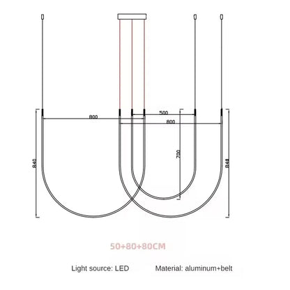Living Room Study Modern New Lines U Shaped Designer Restaurant Exhibition Hall Chandelier LED Industrial Wind Belt Creativity