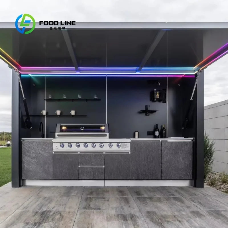 Customized Luxurious Built In Outdoor Kitchen For High End Villa Backyard Leisure Premium Outdoor Dining Experience