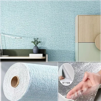 Self Adhesive 3D Linen Texture Wallpaper Moisture Proof Thickened Wall Stickers Panels for Living Room Bedroom Home Decor