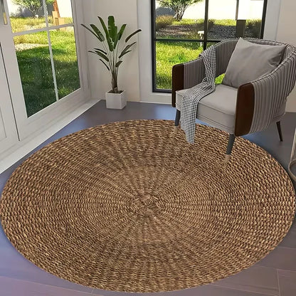 Rustic Wood Grain Round Area Rug Natural Tree Ring Concentric Circle Texture Non-Slip Floor Carpet Minimalist Home Decor Mat