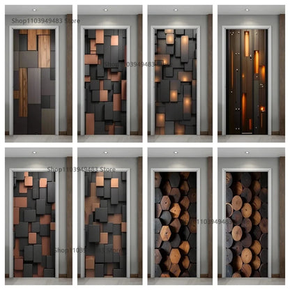 Wood Texture Series Waterproof Self-Adhesive Wallpaper Art Mural Stickers for Decor Door Cabinet Closet Ornamental Stickers