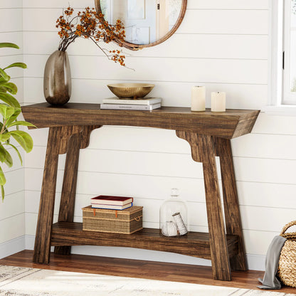 Tribesigns 41.3" Wood Console Table, 2-Tier Entryway Table with Storage Shelf, Farmhouse Narrow Sofa Table Behind Couch