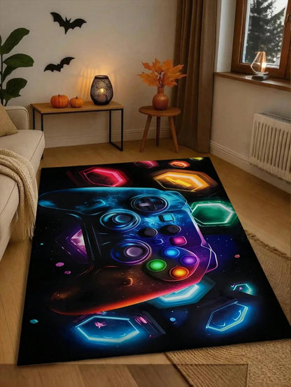 Gaming Rug for Boys Room Gamer Rug with Controller Design Rug for Game Room Bedroom Decor Non-slip Machine Washab Mat Doormat
