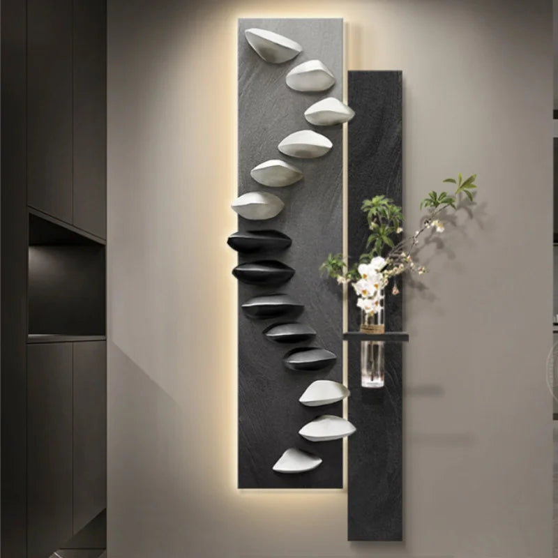 Living room decoration painting, light luxury, high-end feeling, background wall hanging painting, hanging painting wall lamp