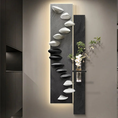 Living room decoration painting, light luxury, high-end feeling, background wall hanging painting, hanging painting wall lamp