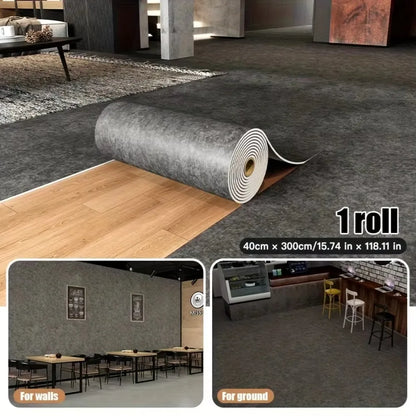 Self-Adhesive Vinyl Wallpaper 3 Meters×40cm Concrete Texture Foam Wall Panels Interior Decor Thickened Waterproof Wall Stickers
