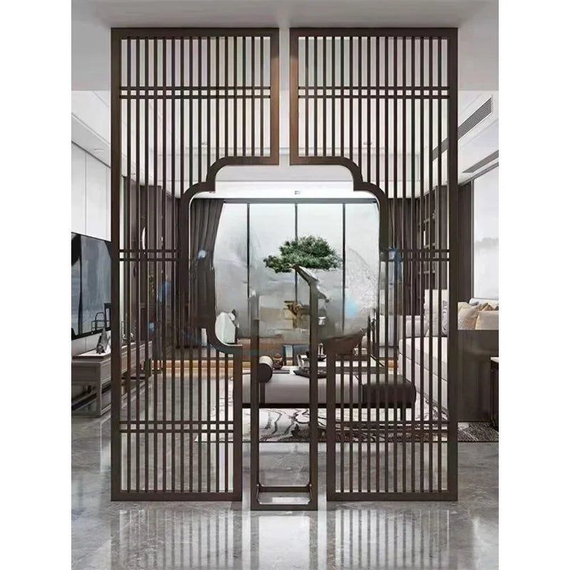 Modern Chinese metal room partition color decoration stainless steel cutting screen partition