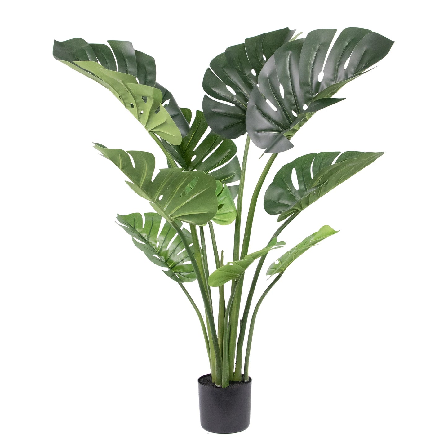 1/2PCS Artificial Monstera Deliciosa Tree, Fake Tropical Palm Plant with Pot, Faux Swiss Cheese Plant for Home Living Room Bedroom Office Decor, Indoor Outdoor Greenery Decoration
