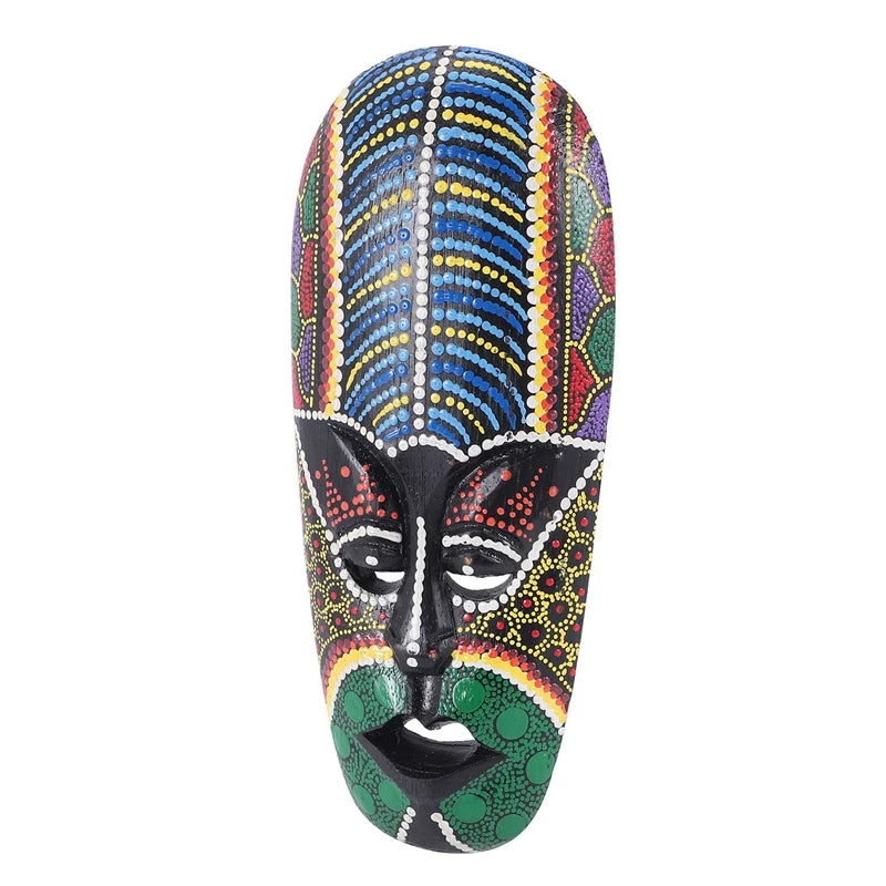 Wooden Mask Wall Hanging Solid Wood Carving Painted Facebook Wall Decor Bar Home Decorations African Totem Mask Crafts