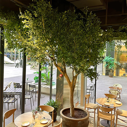 Large Floor-Standing Fiberglass Artificial Olive Tree Bionic Green Plant for Window Landscaping Indoor Outdoor Decor