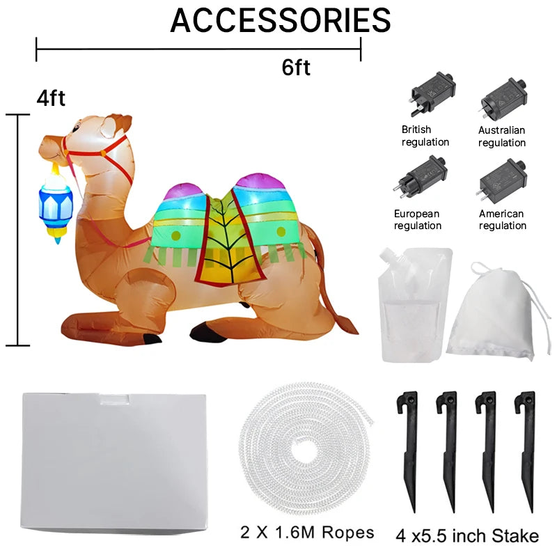2026 EID Ramadan Decoration Inflatable Camel Outdoor Garden Sculpture Decoration LED Light Eid Mubarak Inflatables Yard