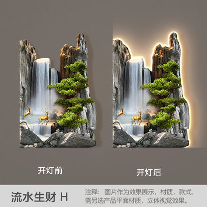 Welcome guests to the living room decoration painting, pine sofa background, wall mounted painting, deer corner lamp mural