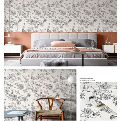 Bamboo wallpaper modern geometric contact paper black stripes detachable self-adhesive wallpaper wall covering home decoration