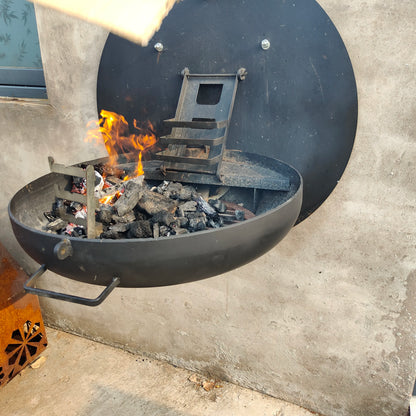 Garden Wall Mounted Grill Charcoal Grill Fire Pits Black Folding Grill