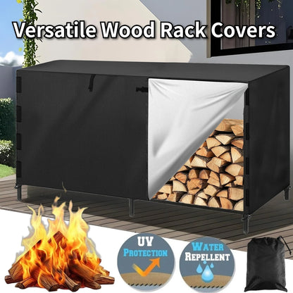 Outdoor Firewood Rack Cover with Storage Bag Heavy Duty Waterproof Rack Cloth for Fireplace Fire Pits Wood Pile Storage Cover