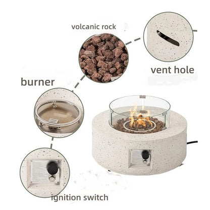 Modern Outdoor Furniture Design Indoor/Outdoor Desktop Tabletop Fire Pit with Concrete Stove for Parties