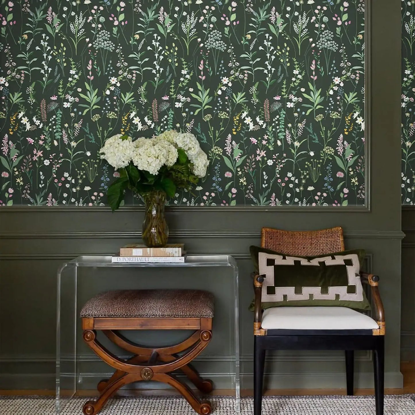 Floral Peel and Stick Wallpaper Vinyl Wallpaper Watercolor Flower Peel and Stick Wallpaper for Kitchen Cabinet Furniture