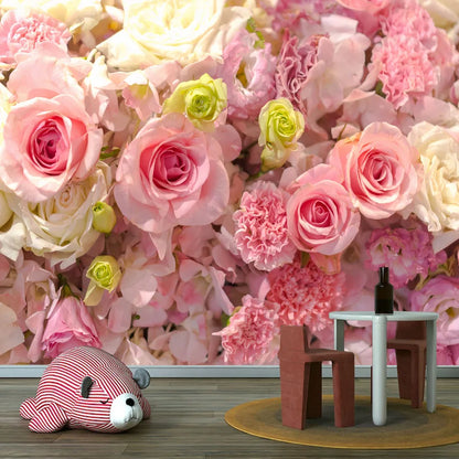 20+ Girly Wallpaper for Living Room Natural Floral Pink Rose Background, Self Adhesive Optional, Walls Art Bed Home Decor Mural