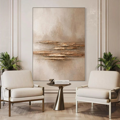 Mhemyo Large White and Gold Abstract Oil Painting Textured Minimalist Wall Art Handmade Luxury Canvas Modern Neutral Home Decor