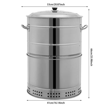 Freestanding Large Portable Smokeless Charcoal Grill - 360° Stainless Steel BBQ Barrel, for Camping,Picnics & Backyard Cooking