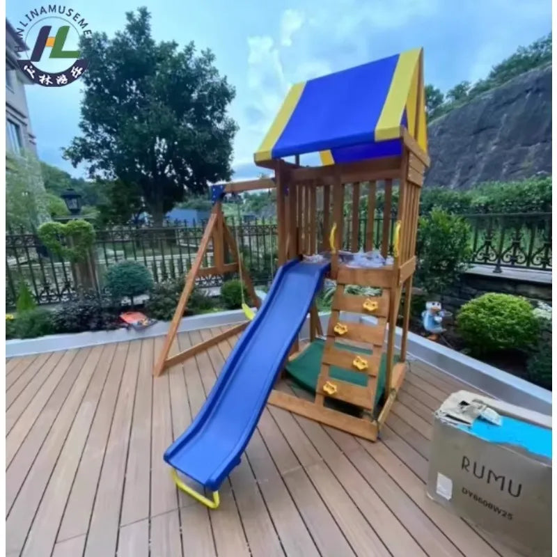 Factory Original Outdoor Wood Playhouse for Kids Kids' Outdoor Amusement Equipment-Wooden Playhouse