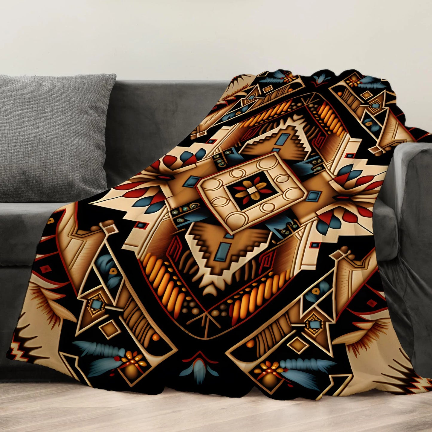 Flannel Throw Blanket Ethnic Patterns Print Blanket Super Soft Cozy Sofa Nap Blanket Home Blanket Perfect Home Gift for Her