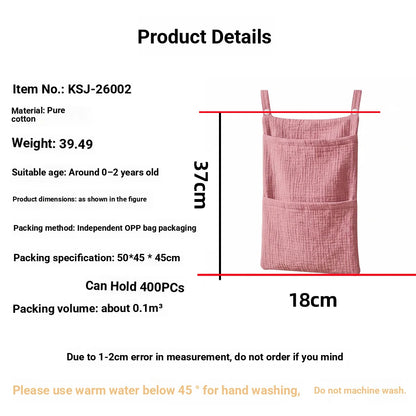 Pure Cotton Baby Crib Hanging Bag Multifunctional Newborn Supplies Storage Bag for Stroller New Pure Cotton Baby Hanging Bag