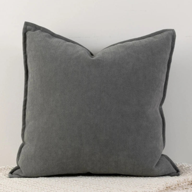 Cozy Solid Chenille Throw Pillow Covers - Nordic Design, 45x45/50x50/60x60/65x65cm, Ideal for Living Room & Bedroom Decor