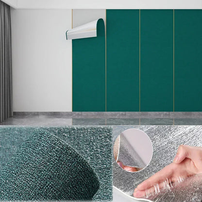 Self Adhesive 3D Linen Wallpaper Foam Wall Stickers Moisture Proof Wall Panel for Living Room Bedroom Bathroom Home Decoration
