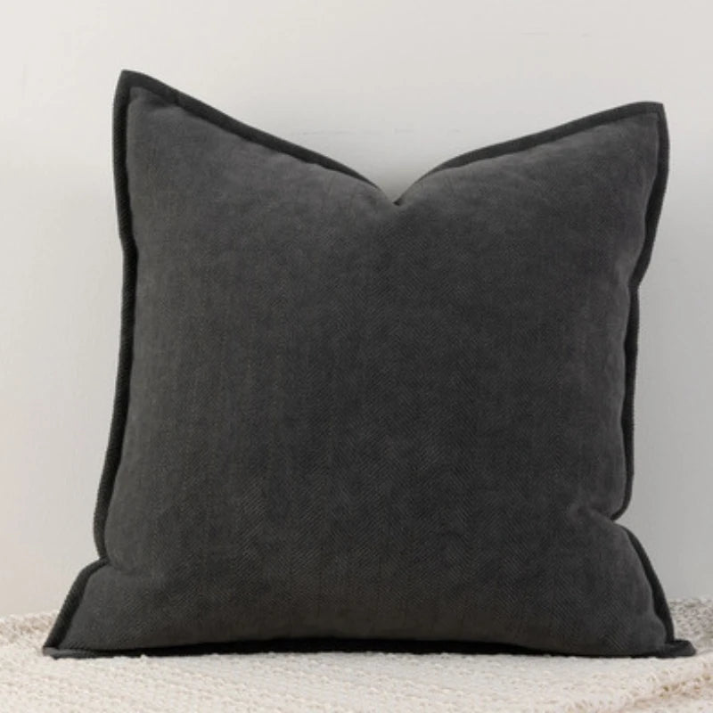 Cozy Solid Chenille Throw Pillow Covers - Nordic Design, 45x45/50x50/60x60/65x65cm, Ideal for Living Room & Bedroom Decor