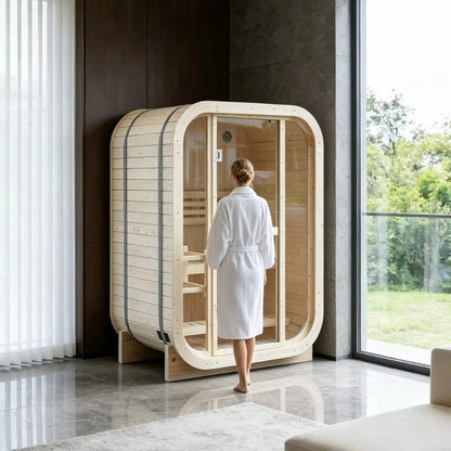 Customized Solid Wood Sauna Outdoor Electric Finish Sauna Outdoor Suit Box Buiten Dome Exterior De Madera