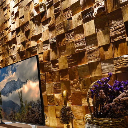 Wallpapers Home Decor Partition Old Boat Wood Mosaic Wall Art Eco-Friendly Weathered Finish TV Background Wall Hotel Bar Feature