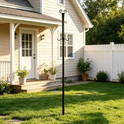 Outdoor Light Support Bar constructed From Carbon Steel For Backyard Terrace And Seasonal Decor Featuring Heart Design Top D2RD
