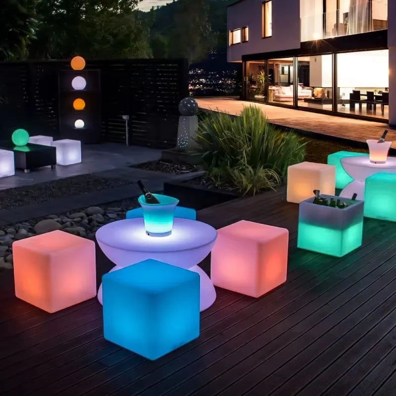 Outdoor Remoter Controlled LED Light-emitting Cube Seat 16 Colors KTV Bar Stools Rechargeable Desktop Night Lamp Waterproof
