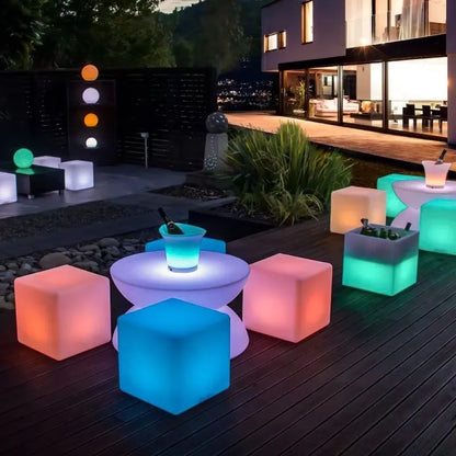 Outdoor Remoter Controlled LED Light-emitting Cube Seat 16 Colors KTV Bar Stools Rechargeable Desktop Night Lamp Waterproof
