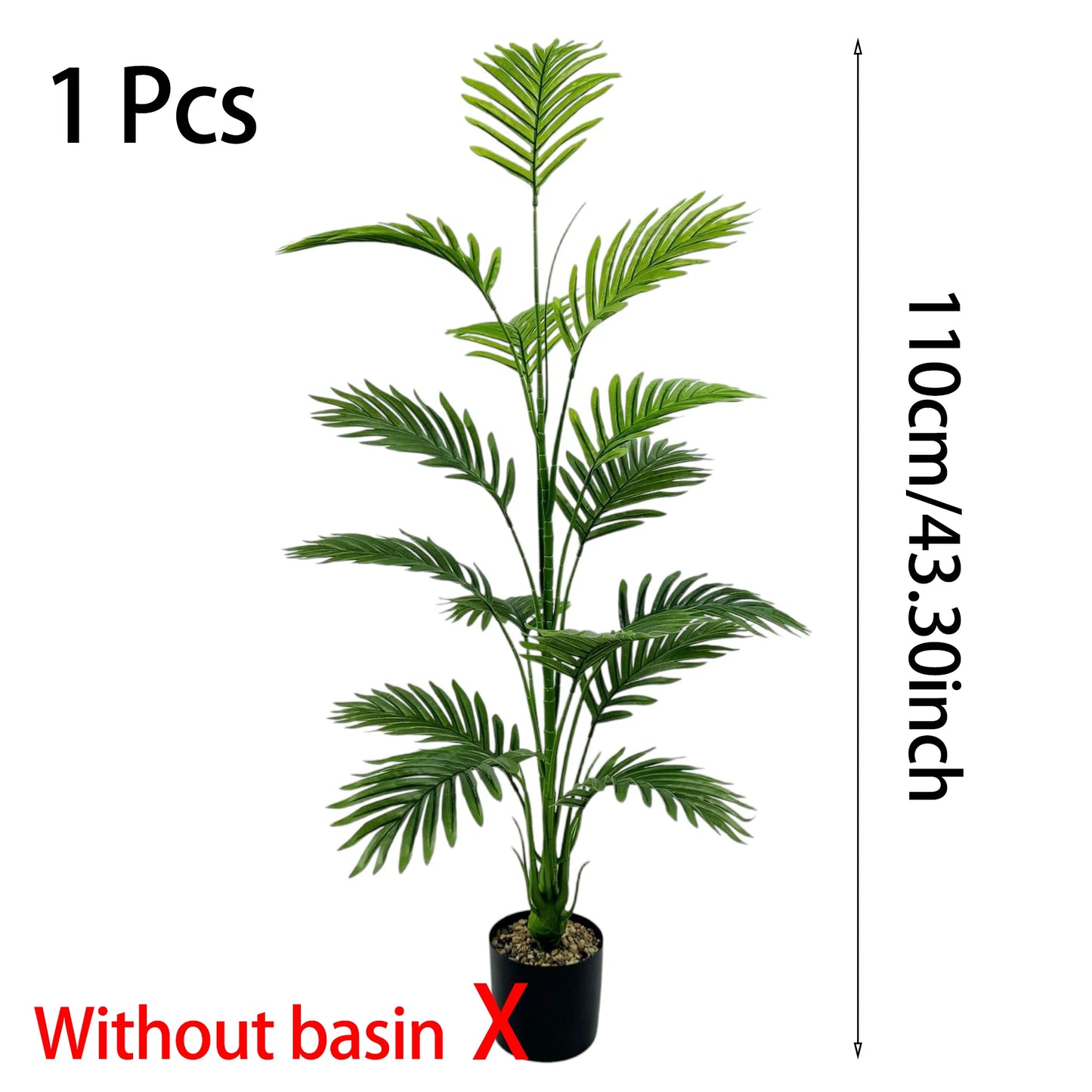 Large Artificial Palm Plant15Leaf - Perfect choice for home and office decoration，Indoor and outdoor use，Not including the basin