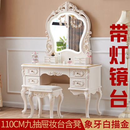 Trendy Unique Nordic Vanity Table Vintage Luxury Drawer Design Vanity Table Makeup Elegant Scrivania Makeup Bedroom Furniture