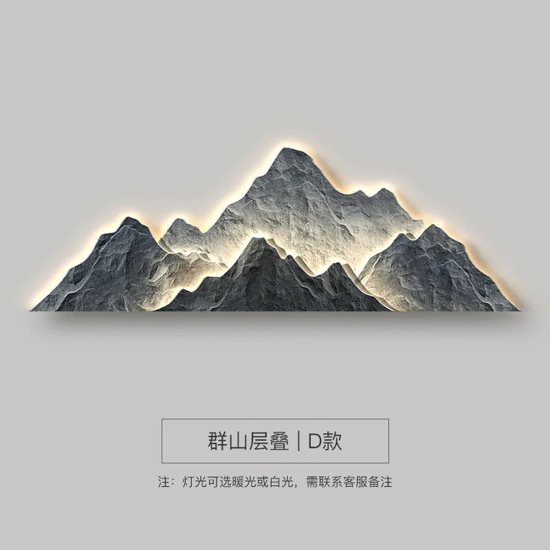 Modern Living Room Background Wall Lamp Mountains Full Moon Sconce Arts Prints Posters Lighting Bedside Mural Lamp Home Decor