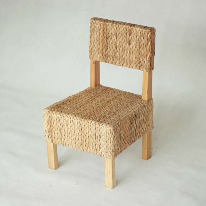 Pastoral Country Style Tea Room Grass Woven Rattan Stool Solid Wood round Seat Low Bench for Relaxed Seating Fashionable Shoe St