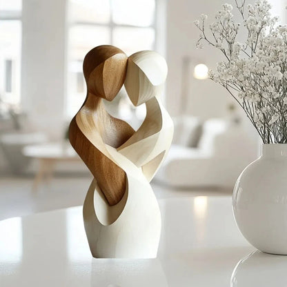 New 2D Flat Statue Embrace Elegant Couple Statue Modern Artificial Wood Decorative Statue Desktop